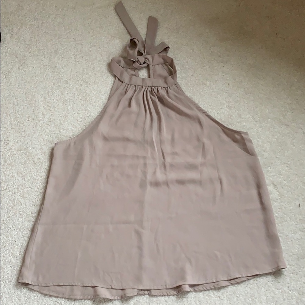 Beige High neck tank with tie in back - M